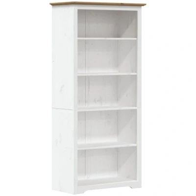 Image of vidaXL Bookcase, Bookshelf for Living Room, Storage Cabinet with Doors and Shelves, Sideboard, Modern Style, BODO Brown Solid Wood Pine 5 Tier