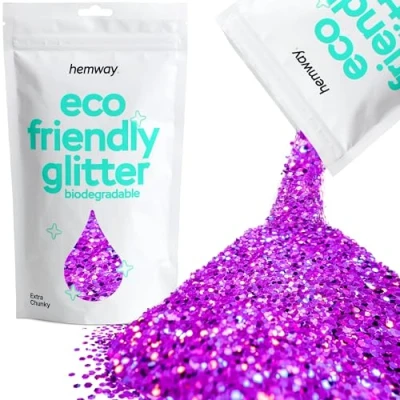 Image of Biodegradable Glitter Purple Holographic Eco Friendly Plant Based Bio Extra Chunky for Face Body Hair Craft Resin Festival Makeup Eyeshadow 100g / 3.5oz