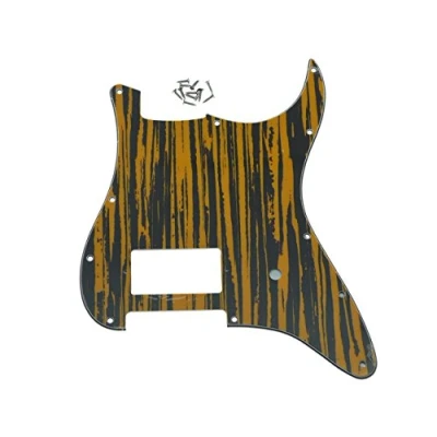 Image of KAISH 11 Hole ST/Strat Style One Humbucker Guitar Pickguard Scratch Plate for Delonge Stratocaster/Strat Tawny Stripe