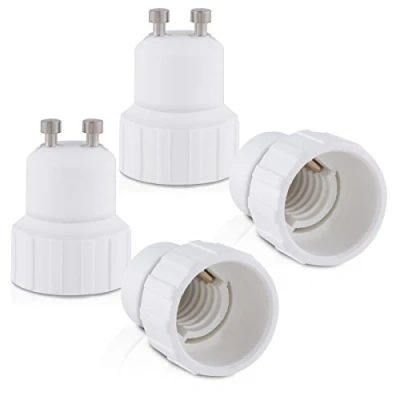 Image of kwmobile GU10 to E14 Adapter Kit Light Socket Bulb Base Converter for Halogen, LED Bulbs 4 Pack in White