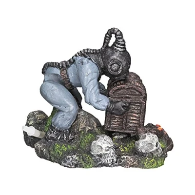 Image of Nobby Diver with Treasure Box Aquarium Ornaments, 14 x 8.5 11.5 cm