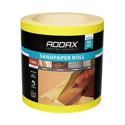 Image of TIMCO 80 Grit Sandpaper Roll Yellow 115mm x 10m