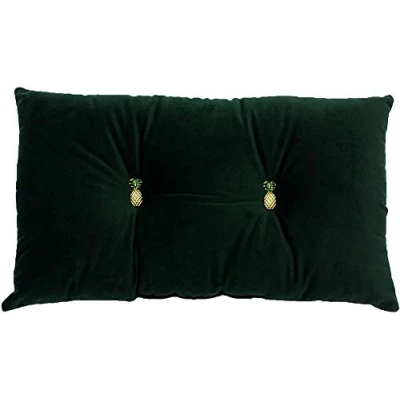 Image of Paoletti Pineapple Cushion Prefilled Button 100 Spot Clean Only 30 X 50cm Inches, Polyester, Emerald Green, 30cm (12&quot; 20&quot;)