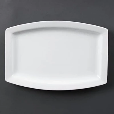 Image of Olympia White Ware Rectangular Service Plates 320mm Porcelain Innovative 6pc