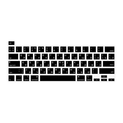Image of MiNGFi Russian Silicone keyboard Cover for MacBook Pro 16&quot; M1 (2019+) Model A2141 13&quot; (2020+) A2338 A2289 A2251 US layout Black