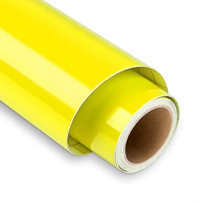 Image of Yellow Permanent Vinyl for Cricut 12&quot; x 5FT Roll, Outdoor Self Adhesive Roll Decor Sticker, Party Decoration, Car Decal