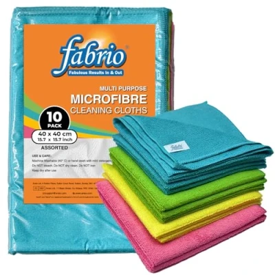 Image of FABRIO Microfibre Cleaning Cloth Assorted 40cm x Pack of 10