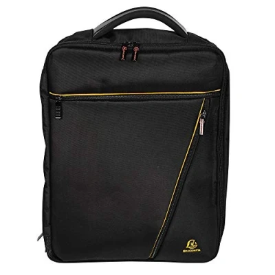 Image of Exacompta Ref 17734E Exactive Laptop Case/Backpack 320 x 490 110mm in Size, Padded Compartment for a 15.6&quot; or Tablet, Hardwearing Polyester Black &amp; Orange