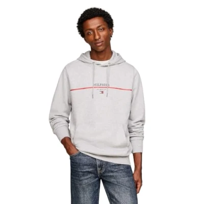 Image of Tommy Hilfiger Men&#039;s Regular Fit Hoodie, Grey (Light Heather), XXL
