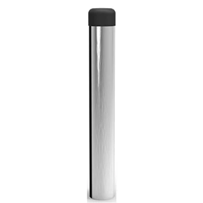 Image of Solid Concealed Fix Cylinder Pattern Wall/Skirting Mounted Door Stop without Rose 115mm Projection (Longer Version) (Satin Chrome)