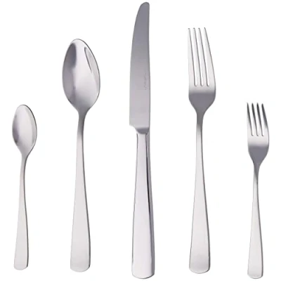 Image of Amazon Basics 20 Piece Stainless Steel Flatware Set with Square Edge, Service for 4 Count, Silver