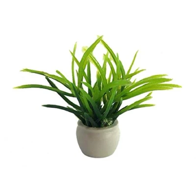 Image of Melody Jane Dolls House Green Plant in White Pot Miniature Garden or Home Accessory 1:12