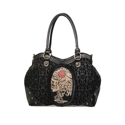 Image of Banned Flocked Cameo Lady Rose Handbag