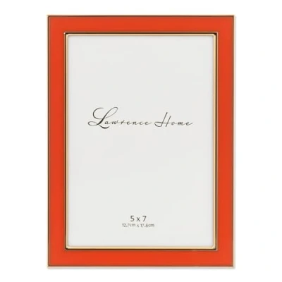 Image of Lawrence Frames Metal and Enamel Picture Frame, Orange, 5x7