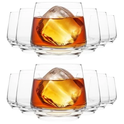 Image of Homiu Whiskey Glass Tumbler Set 345ml of 12 Ideal for Water Juice Scotch Cocktail Glasses Drinking Dishwasher Safe Florence Collection