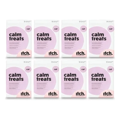 Image of Itch Calming Treats for Cats Grain Free with Lavender, Camomile and Probiotics Natural Relaxation 8 Pack
