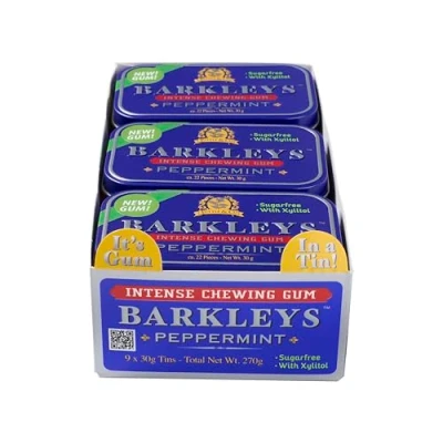 Image of Barkleys Sugar Free Chewing Gum with Peppermint 9 x 30 g