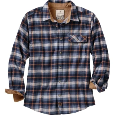 Image of Legendary Whitetails Men&#039;s Buck Camp Flannel, Long Sleeve Plaid Button Down Casual Shirt, Corduroy Cuffs, Ironwood Plaid, XXL