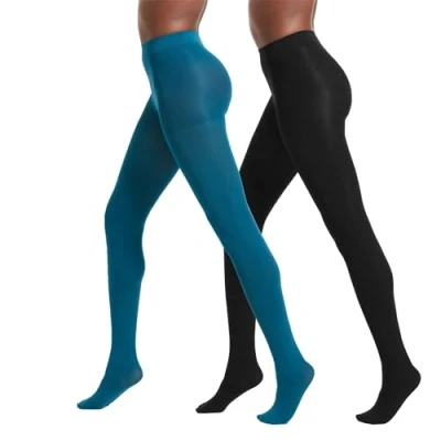Image of No Nonsense Women&#039;s Super Opaque Control top Tights, 90 den, Black/Galaxy, S