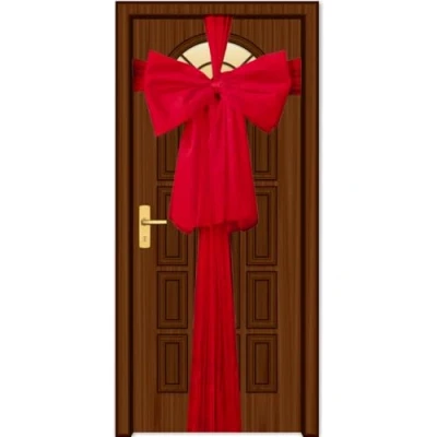 Image of SHATCHI Christmas Red 9m Giant Bow Cover Front Door Xmas Wedding, Baby Shower Outside Home Decor, Organza, Pack of 1