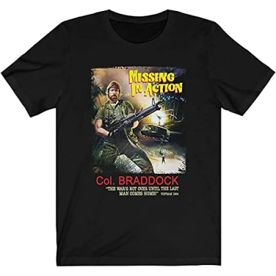 Image of vdk Mod.1 Missing in Action Colonel Braddock Chuck Norris Vietnam War Prisioners 1984 Movie Film T Shirt XXL Black