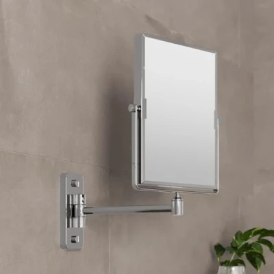 Image of Artis Wall Mounted Bathroom Shaving Make Up Mirror with 1X/3X Magnification, Dual Sided Vanity Rectangle Chrome
