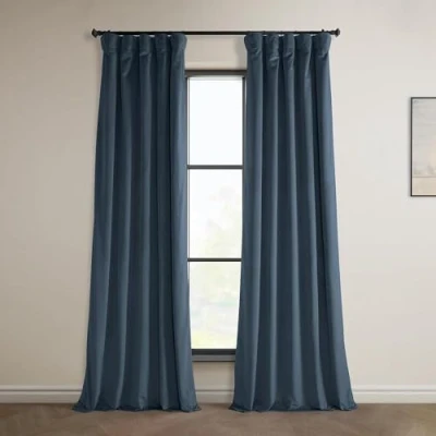 Image of HPD Half Price Drapes Heritage Plush Velvet 96 Inches Long Darkening Curtains for Bedroom &amp; Living Room 50W x 96L, (1 Panel), London Blue, 50&quot; W 96&quot; L (Pack of 1)