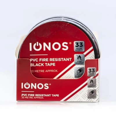 Image of Status: IONOS Black PVC Tape (33 metres) / fire resistant, multisurface IONPVCBLK1PKX12