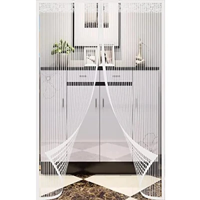 Image of Fly Screens for Doors 57&quot; x 78&quot; Magnetic Screen Door with Lace and Powerful Magnets Seal, Durable Polyester Mesh, Full Frame Magic Tape, Heavy Duty Patio Insect &amp; Mosquito