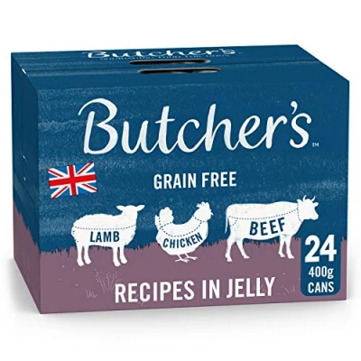 Image of Butcher&#039;s Recipes in Jelly Dog Food Tins 24x400g