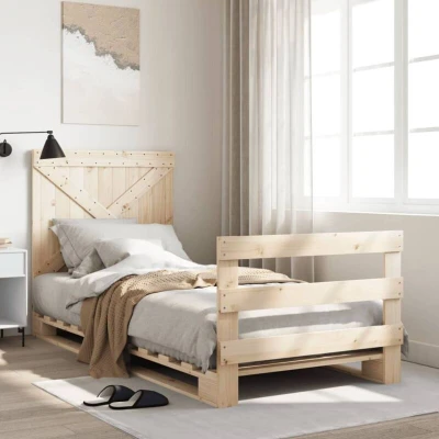 Image of vidaXL Bed Frame without Mattress with Headboard 90x200 cm Solid Wood