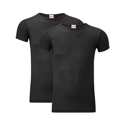 Image of Heatwave® Pack of 2 Men&#039;s Thermal T Shirt, Warm Underwear Baselayer Thermals, Large Black