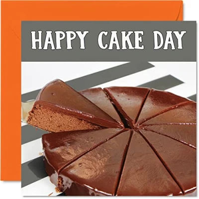 Image of Fun Birthday Cards for Men Women Happy Cake Day Card Brother Sister Auntie Uncle Mum Dad Son Daughter Cousin Friend, 145mm x 16th 18th 21st 30th 40th 50th Bday Greeting
