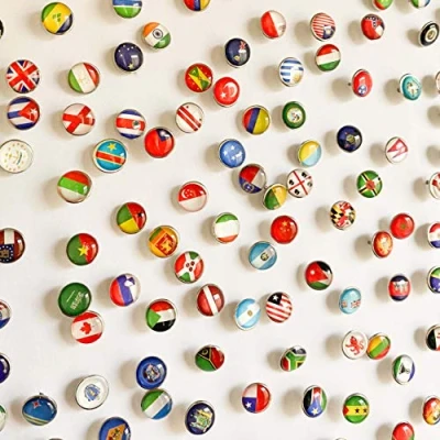 Image of National Flag Thumb Tacks Country Map Push Pins (287 Pieces) for bulletin board, wooden map, office, calendars