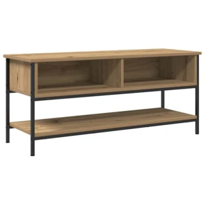 Image of vidaXL tv cabinet oak engineered wood/metal modern entertainment center living room storage unit