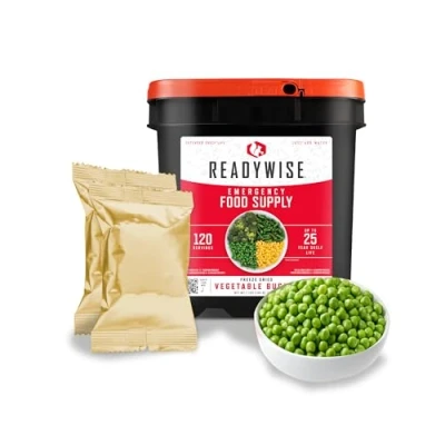 Image of ReadyWise, 120 Servings, Vegetable Bucket, Freeze Dried, 20 Years Shelf Life, Emergency Food