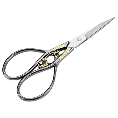 Image of Hilitand 1pc Antique Style Stainless Steel Tailor Scissors Household DIY Sewing Accessories Dressmaking Thread Shears for Embroidery (Black)