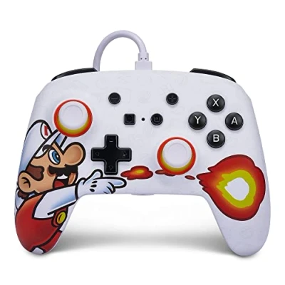 Image of PowerA Enhanced Wired Controller for Nintendo Switch and Oled Model, Advance Gaming Buttons, 3.5mm Stereo Jack Anti Friction Rings, Officially Licensed: Fireball Mario