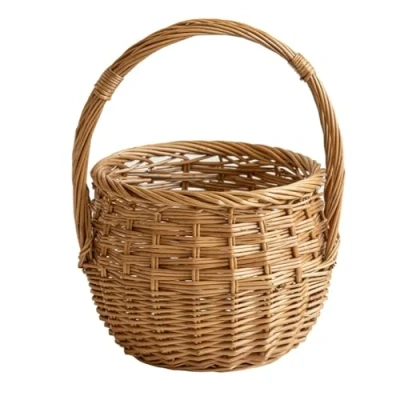 Image of ZLSNOBLE Wicker Egg Basket For Collecting Fresh Eggs, Handmade Collection With Handles Picnic Basket,Harvest Basket,Bread