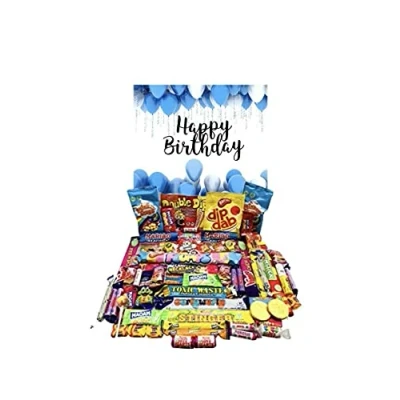 Image of Happy Birthday Pick N Mix The Ultimate Retro Nostalgia Sweet Selection 70s 80s Box Hamper Present Gift With Over 60 Items Piñata Filler Idea for 21st 30th 40th 50th 60th 70th
