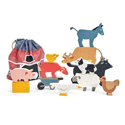 Image of Tender Leaf Toys Stacking Farmyard Wooden Farm Animal Block And Balancing Game Plastic Free Toy For Child Development