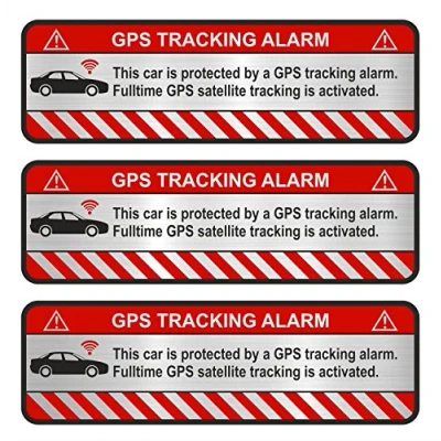 Image of Finest Folia 3 x GPS Sticker Bicycle Motorcycle Car Alarm Warning Anti Theft Tracker Secured R054 (Aluminium Cut Silver, Car)