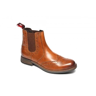 Image of MENS BROGUES GENUINE LEATHER ANKLE CHELSEA DEALER SLIP ON CASUAL BOOTS SHOE SIZE (9, TAN)