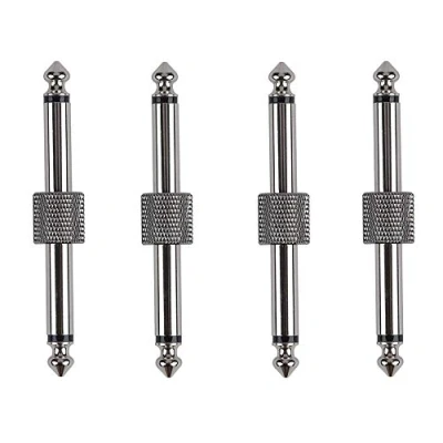 Image of Rayzm Guitar Pedal Patch Connector, 6.35mm (1/4&quot;) Effect Couplers, Male to Straight Plug Adaptor for board Instead of Cable, Pack 4