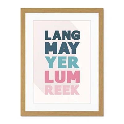 Image of Wee Blue Coo Scottish Phrase Lang Lum Reek Hogmanay Toast Large Art Print Poster Wall Decor 18x24 inch Supplied Ready To Hang With Included Mount Brackets