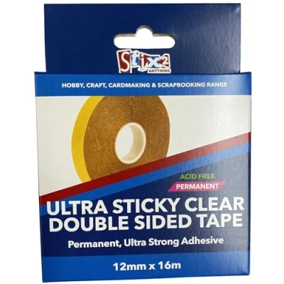 Image of Stix2 Double Sided Polyester Ultra Sticky Clear Tape, 12mm x 16m