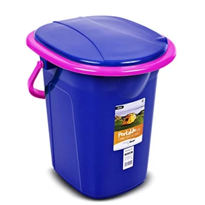 Image of Green Blue GB320 Portable Toilet 19L Mobile Bucket Travel Lightweight For Hiking Campfire Grill Fishing Festivals Use (Blue/Pink)