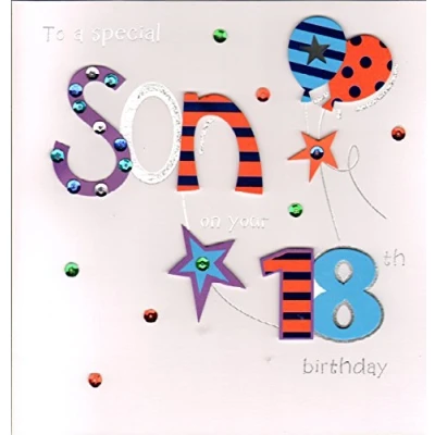 Image of LARGE STUNNING HANDMADE SPECIAL SON 18TH BIRTHDAY GREETING CARD