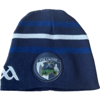 Image of LAOIS Official GAA Ireland County Navy Retro Style Beanie hat Very Rare Limited Stock