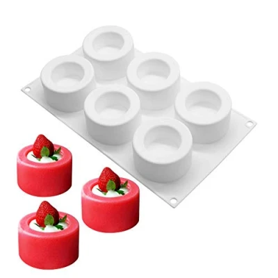 Image of Silicone French Mousse Cake Molds 3D Bakeware DIY Mould, 6 Holes Pudding Cup